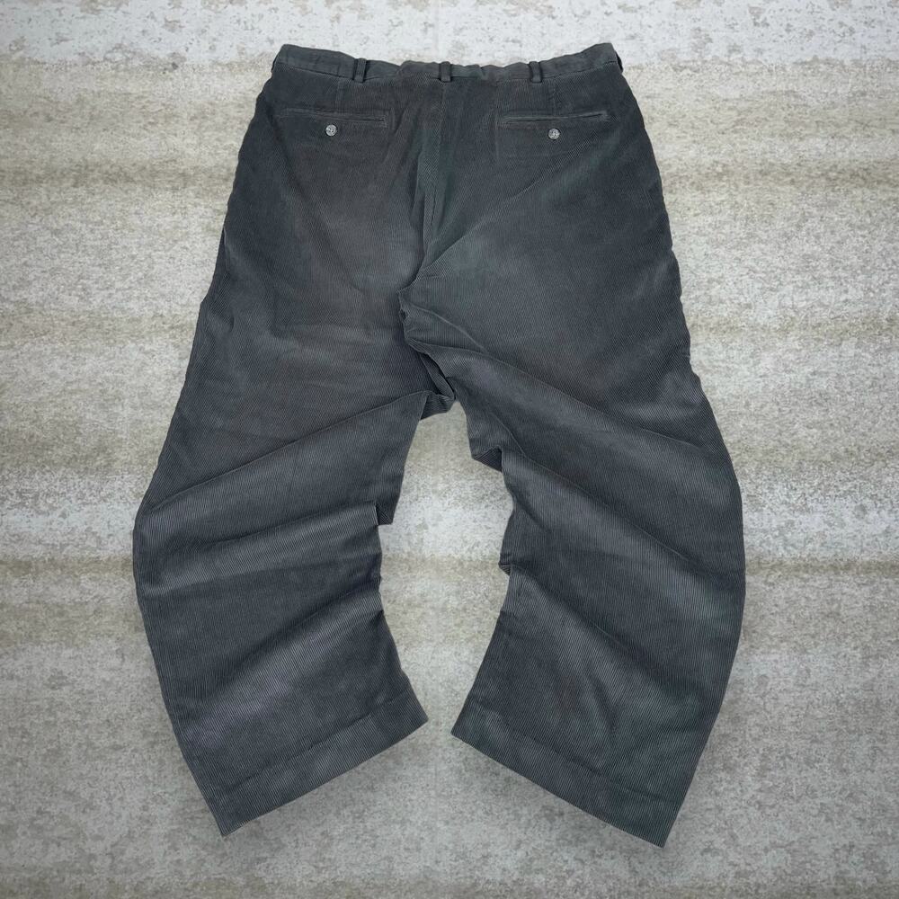 Vintage Y2K Corduroy Pants 38x32 Baggy Fit Olive Green Pleated Front